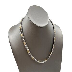 Stella & Dot Silver Tone Box Link Hematite / Gold Bead Fashion
Necklace